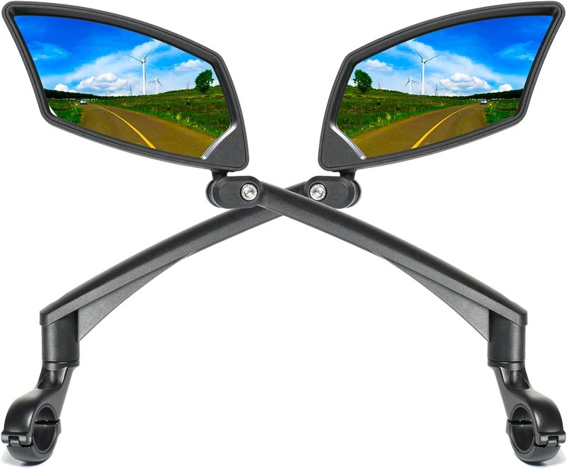 BriskMore Handlebar Bike Mirror, Scratch Resistant Glass Lens, Ajustable and Rotatable Safe Rearview Bicycle Mirror - Image 1